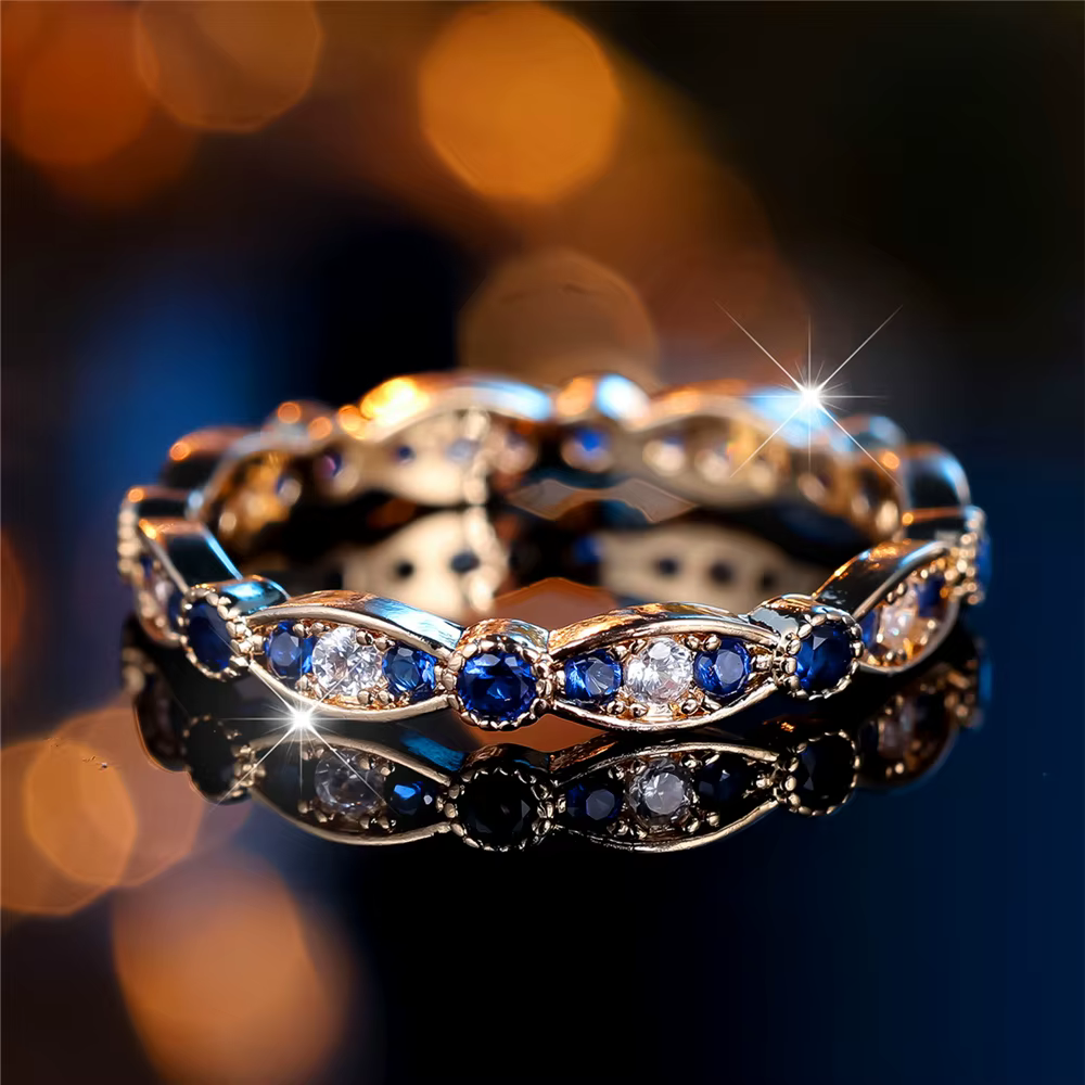 Hi-vin Vintage Zirconia Gemstone Ring for Women
