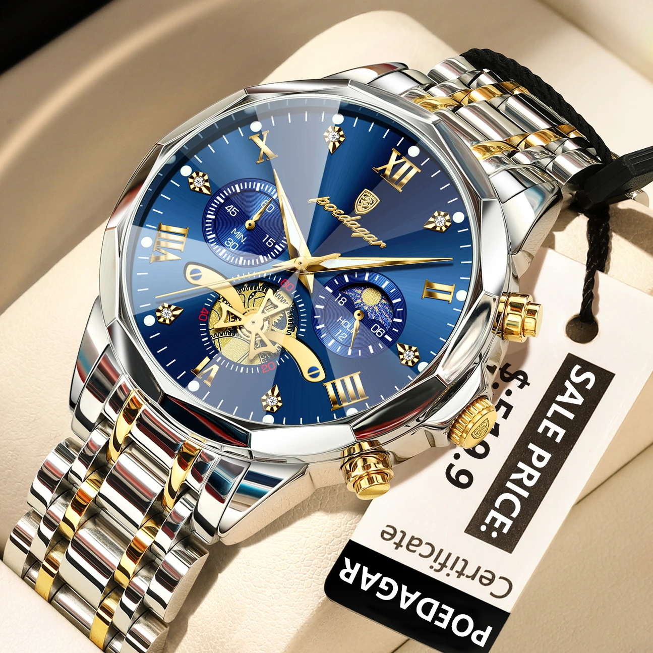 Hi-vin POEDAGAR Luxury Men's Chronograph Quartz Watch