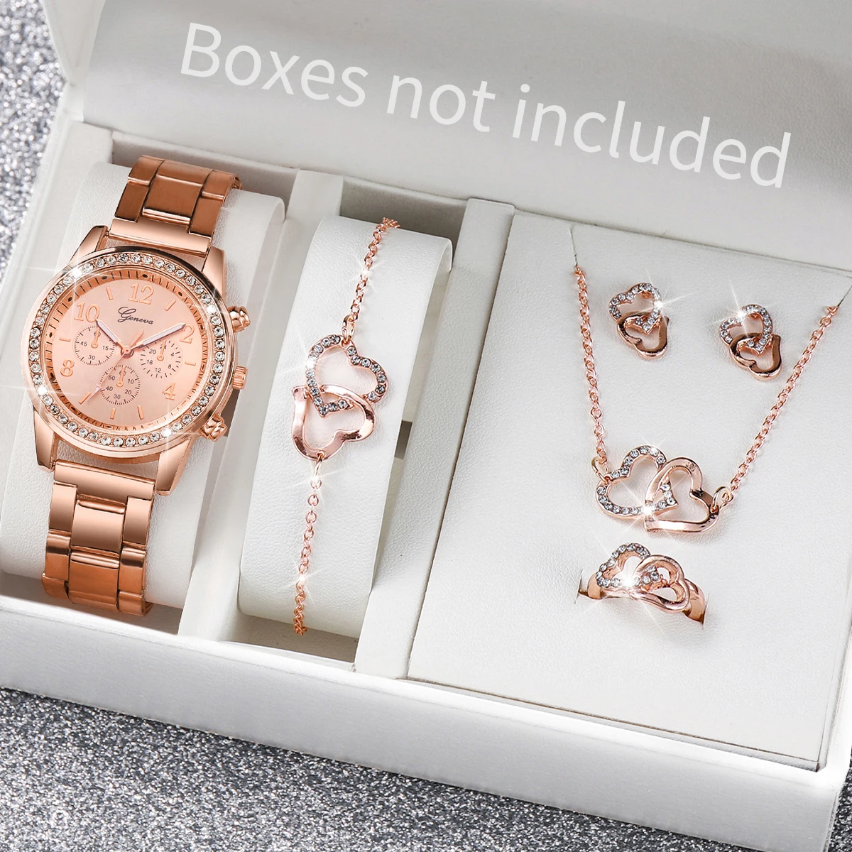 Hi-vin Elegant 6-Piece Women's Rose Gold Quartz Watch