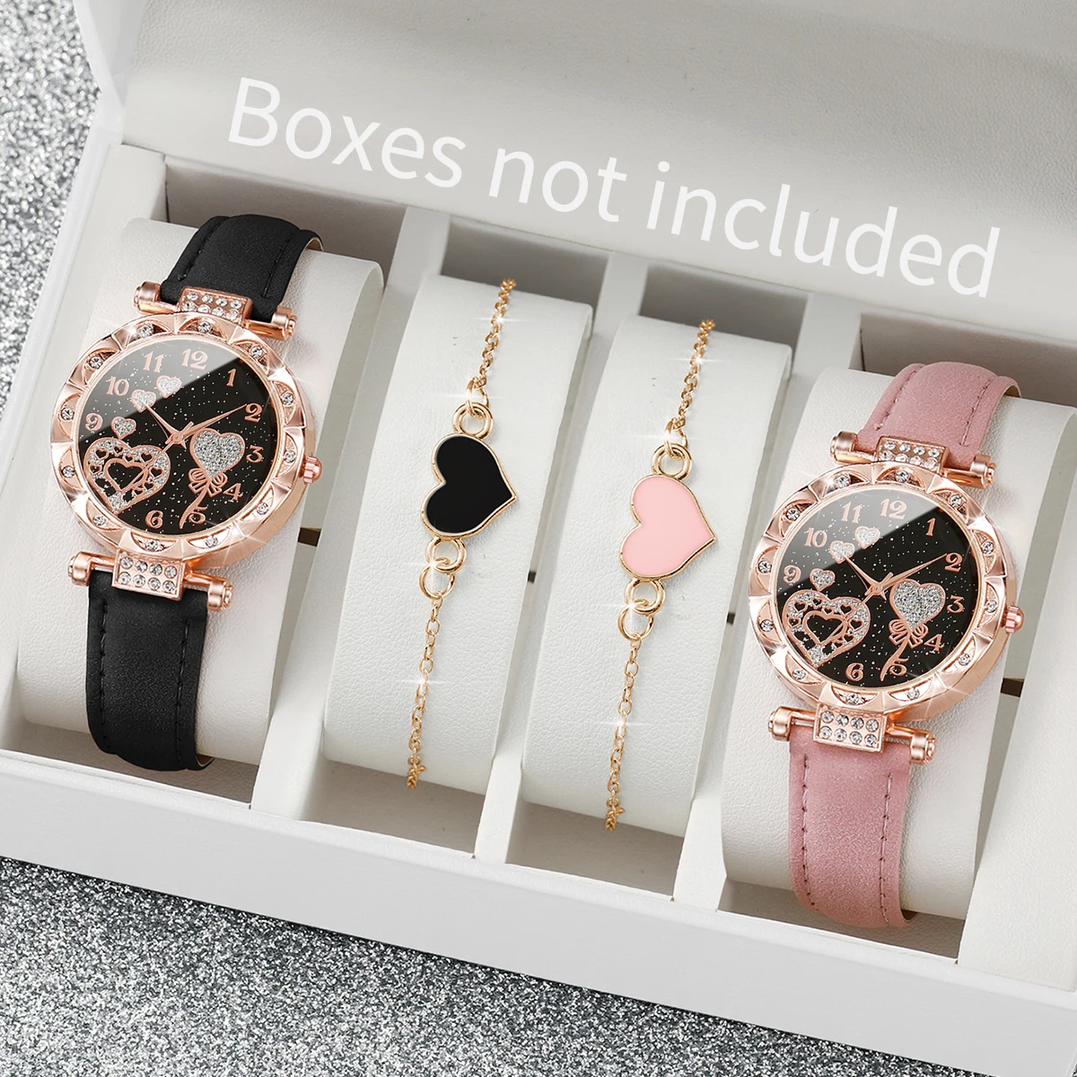 Hi-vin Charming 4-Piece Women's Leather Quartz Watch