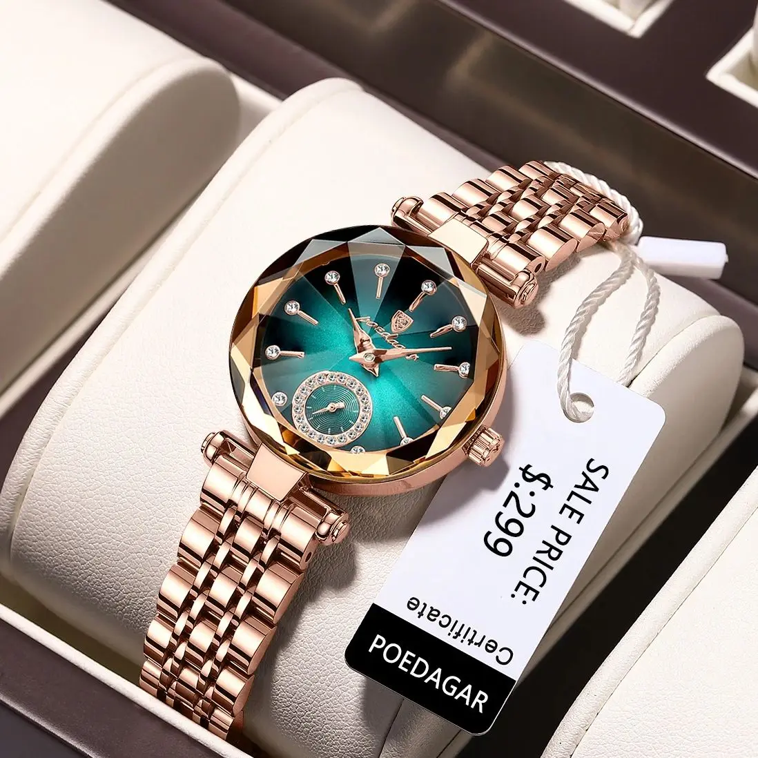 Hi-vin POEDAGAR Luxury Women's Rose Gold Stainless Steel Quartz Watch